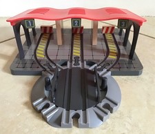Wooden Engine Shed with three way turntable for wooden train track