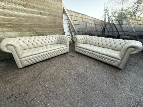 Three seaters cream leather - seaters,
