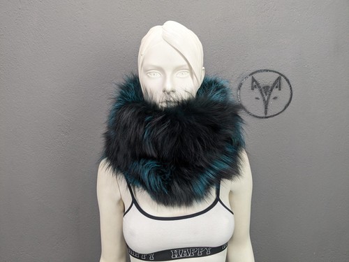 Handmade fox fur cowl green - fox, &
