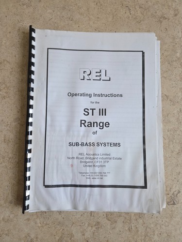 Rel iii subwoofer manual - st,