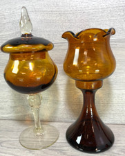 Vintage Empoli Amber Glass