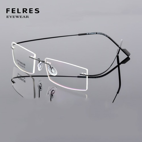 Rimless metal square - square, myopia