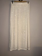 New M&S Champagne Sequin Long Skirt - Size 10