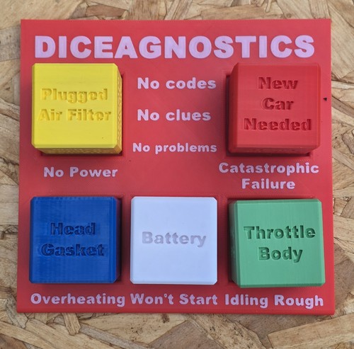 Funny mechanic diagnostic dice - diagnostic,