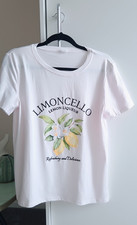 ? Women's Lemon Print Casual T-Shirt Short Sleeve Crew Neck Size S Limoncello?