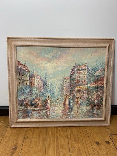 Vintage oil painting parisian - oil,