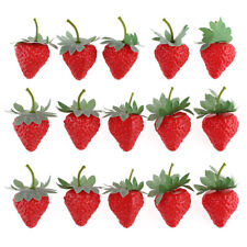 10Pcs Artificial Strawberries Fake Red Strawberries Plastic Lifelike Fruit Decor