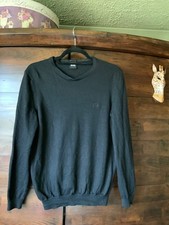 Jumper Mens BOSS  Black Round Neck Knitwear With Logo 38” chest