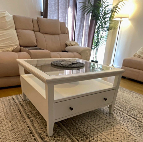 White rectangular glass top - glass,