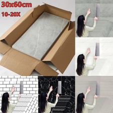 60X PVC Marble Tiles Wall Stickers Self-Adhesive Stick On Kitchen Bathroom Decor