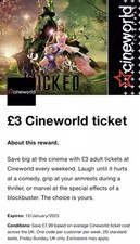 Cineworld Cinema Ticket - Fri Sat Sun - Book Now - Read Description