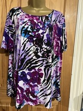 Susan Graver Purple Top Size L Strechy Comfy No Iron Need Easy To Wear