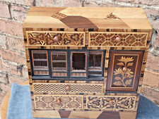 1920s Yosegi Kodansu Tansu-Japanese table-top Cabinet Exquisite deco Marquetry