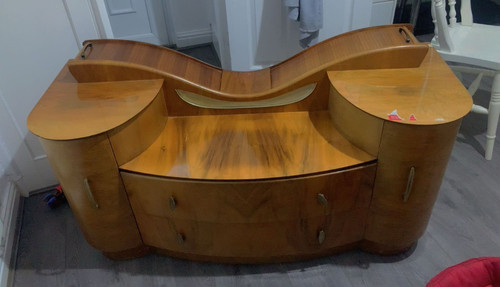 Curved brown wooden sideboard - brown,