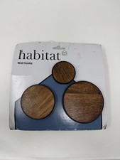 BN Habitat Wooden Circle Disc Set of 3 Coat Wall Hooks 