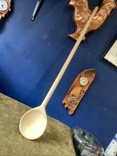 Vintage Carved Long Wooden Spoon 27 Inches 