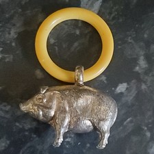 Antique Silver Baby Rattle and