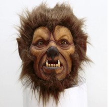 Halloween Werewolf Mask Latex Full Head W/Hair Horror Beast Wolf Moon Night Mask