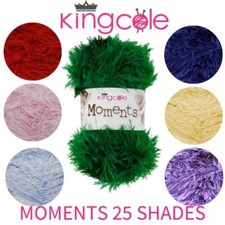 KING COLE MOMENTS DK 50g Ball Knitting Wool Yarn Eyelash Fluffy Furry Yarn