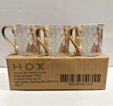 Teacup Coffee Cup Set of 3 Latte Mug Pottery Roaring 20s Flapper Design Large