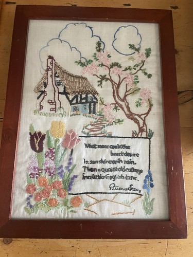 Vintage cottage floral - , framed