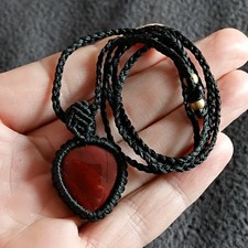 Tibetan Natural Red Agate Dzi Handmade Macrame Necklace