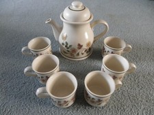Marks & Spencer "Autumn Leaves" Large Teapot & Set of 6 Cups/Mugs. 