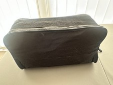 Massimo Dutti Black Travel Toiletry Bag with Double Zipper & Leather Details