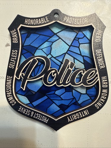 Police badge blue stained - police,