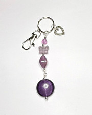 HANDMADE PURPLE  KEYRING / BAG CHARM  BUTTERFLY & HEART PERFECT STOCKING FILLER