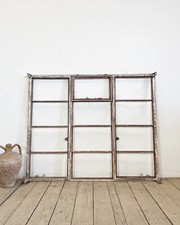 Antique Architectural Original Painted Cast Iron Window Mirror