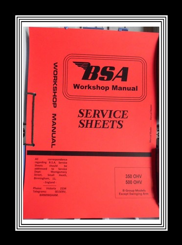 Bsa workshop manual - workshop, service
