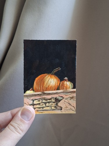 Original pumpkin aceo acrylic - pumpkin,