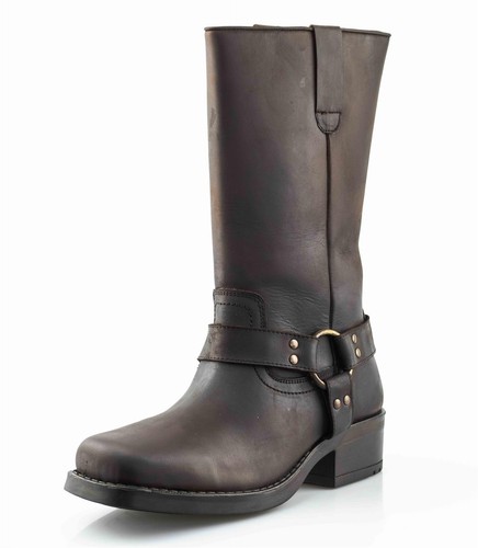 Mens leather pull western - leather, on