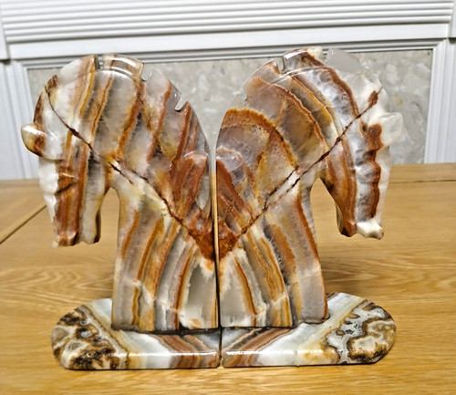 Pair vintage carved onyx - vintage,