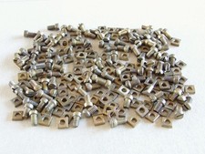 100 x Meccano Brass Plated Cheese Head Bolt And Square Nut Part 37b 37a GC