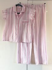 SECRET POSSESSIONS Pink / White / Grey Stripe Pyjamas 100% Cotton Size 8-10