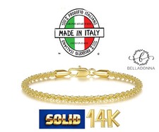 Italian 14k Gold Bracelet Corda a Stella Star Rope Solid Sparkling Italia 8.0 in