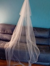 Ivory veil 2 tier chapel length with comb scattered diamante V231