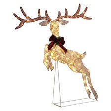 5FT Pre-lit Warm White Jumping Reindeer Christmas Holiday Garden Decor Displays