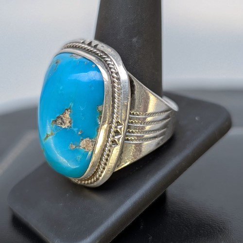 Mens large turquoise ring vtg - large,