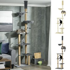 PawHut Floor to Ceiling Climbing Cat Tree Tower, 230-250cm Height
