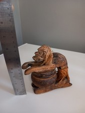 Wooden Tiki Carving/ Storage That opens, Approx 6" Tall Unique