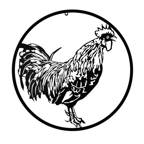 Metal wall art 60cm cockerel - metal,