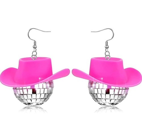 Cowboy hat earrings - cowboy, mirror