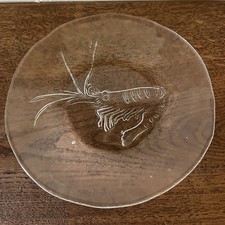 Vintage Etched Glass Prawn Cocktail Plates x 2 - 16cm Diameter