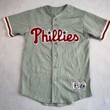 Majestic Philadelphia Phillies Baseball MLB Jersey Mens M Grey Jim Thome #25