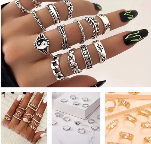 13pcs gold 14pcs silver - gold, boho