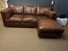 Soft Brown Leather L-shape Sofa From Sofa Workshop. Just 3 Years Old.