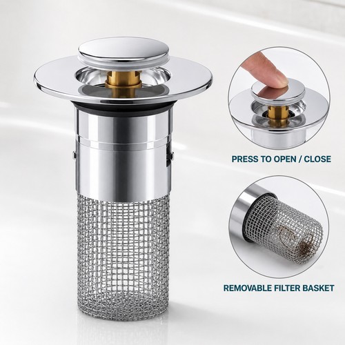 Pop sink plug stopper - up,